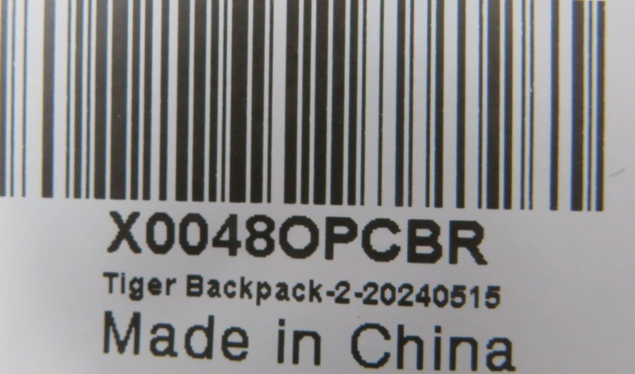 Viythuw Tiger Backpack Lightweight Adjustable Black W/ Mesh Side Pockets NEW