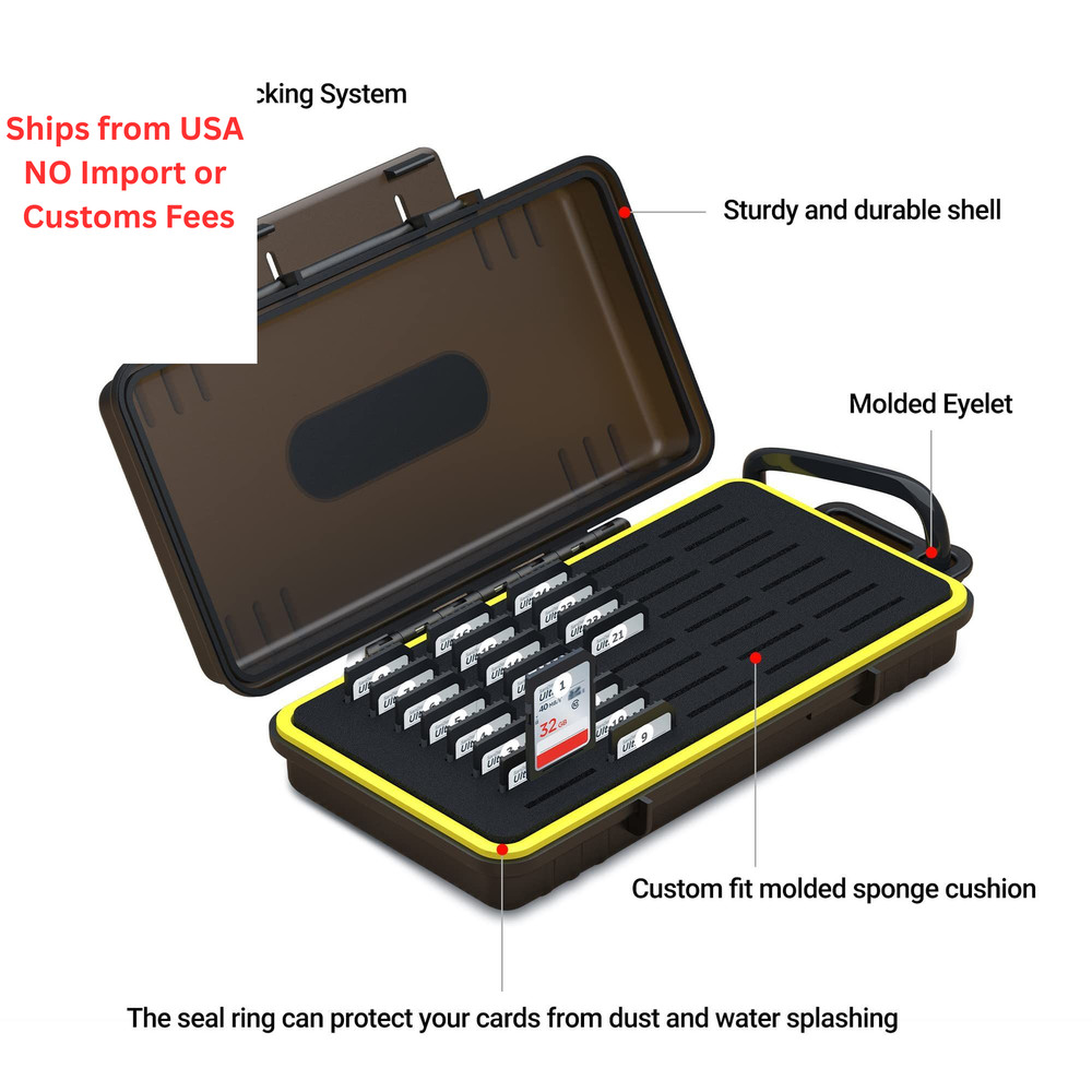 40 Slots Durable Memory Card Case Holder Organizer SD X 40, Yellow