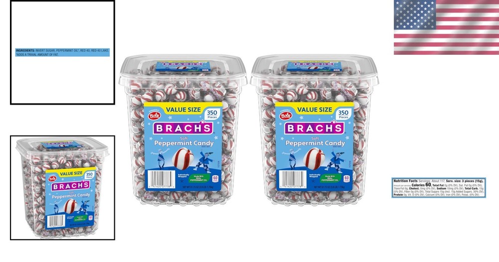 Bob's Sweet Stripes Soft Peppermint Twists, 700 Mint Pack