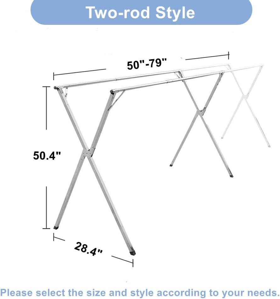 Stainless Steel Clothes Drying Rack Foldable Adjustable Laundry Clothing