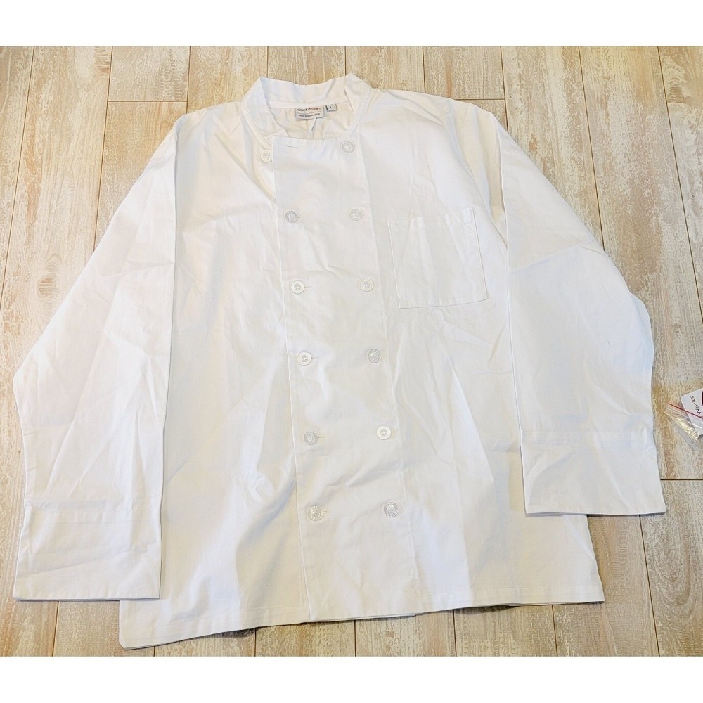 Chef Works L Chef's Coat Jacket White Size Large Long Sleeve NWT