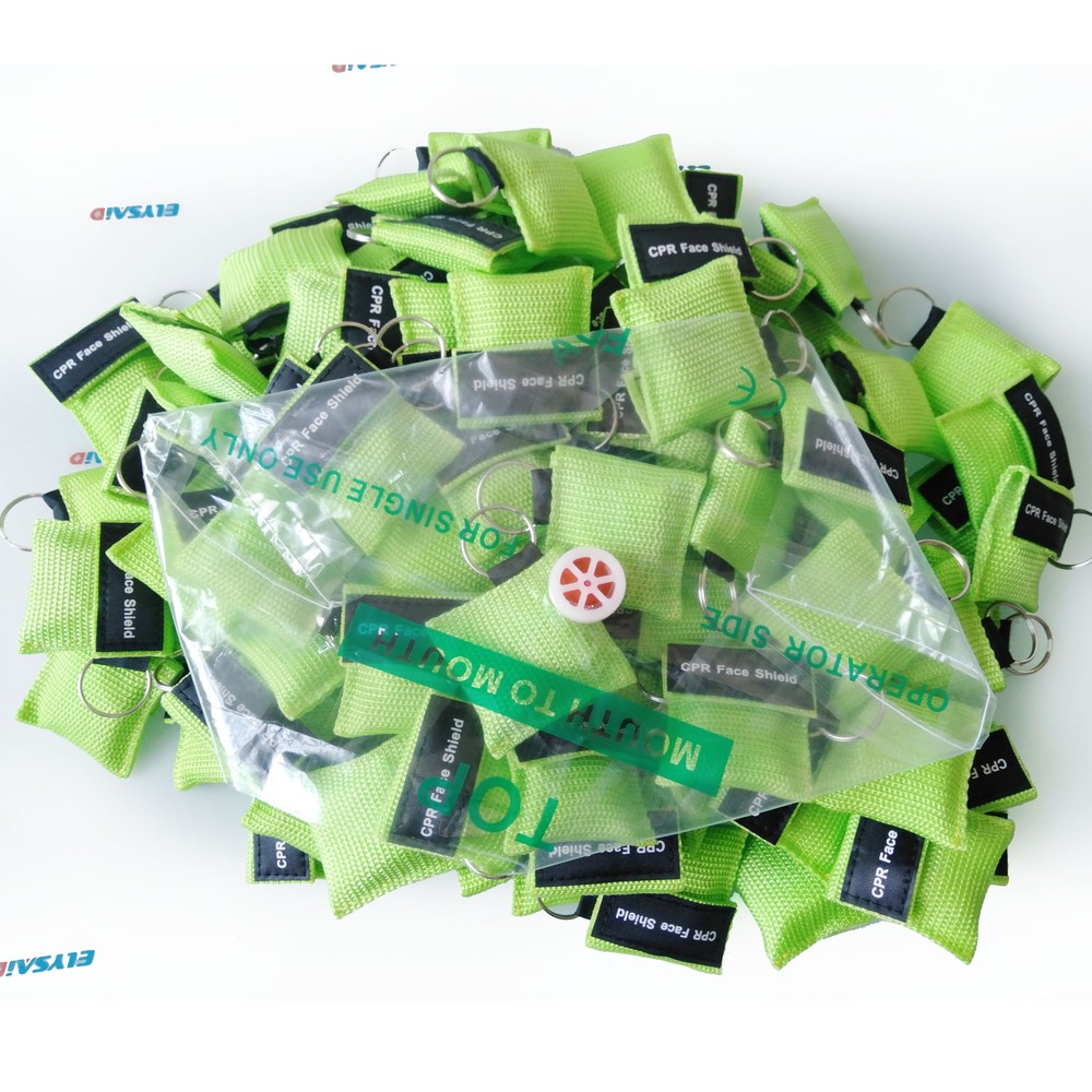 100 PCS First aid CPR Face Shield Mask Keychain Emergency Kit CPR Face Shields