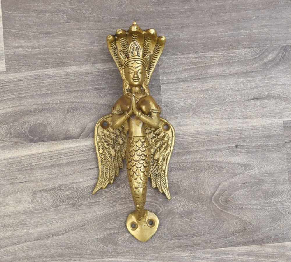 Vintage Victorian Style Angel Door Gate Handle Cast Brass large Heavy Pull
