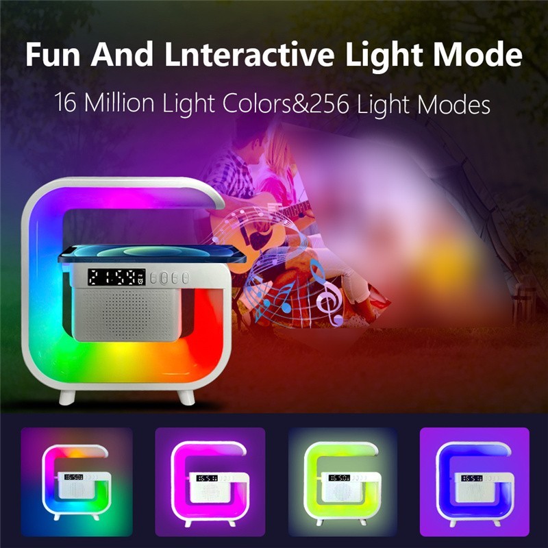 Desktop Alarm Clock with Multifunction Wireless Speaker - Button Control