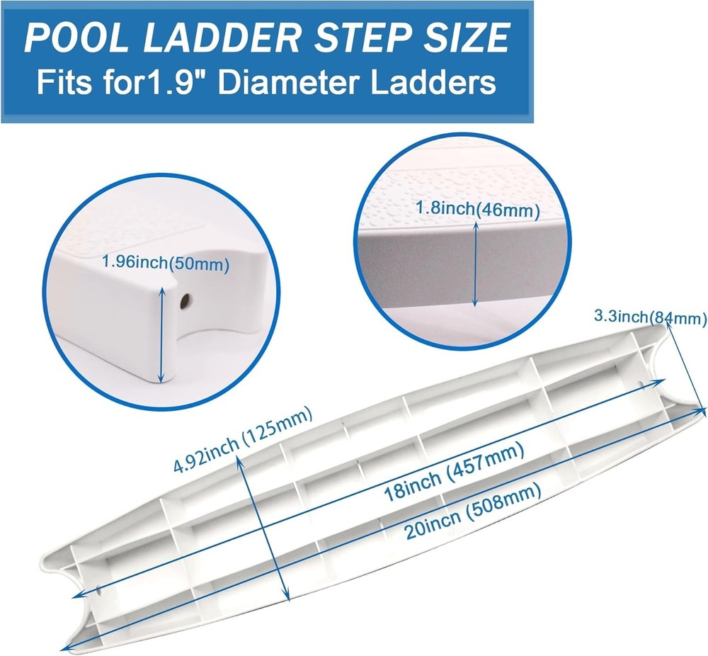 3PCS 18" Universal Pool Ladder Steps Replacement,Heavy-Duty Molded Plastic