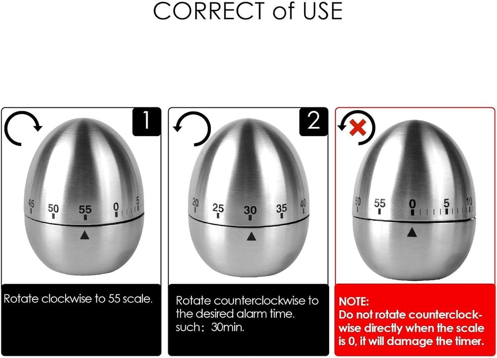 Chic Mechanical Egg Timer - Elegant 60-Minute Stainless Steel Kitchen Accessory
