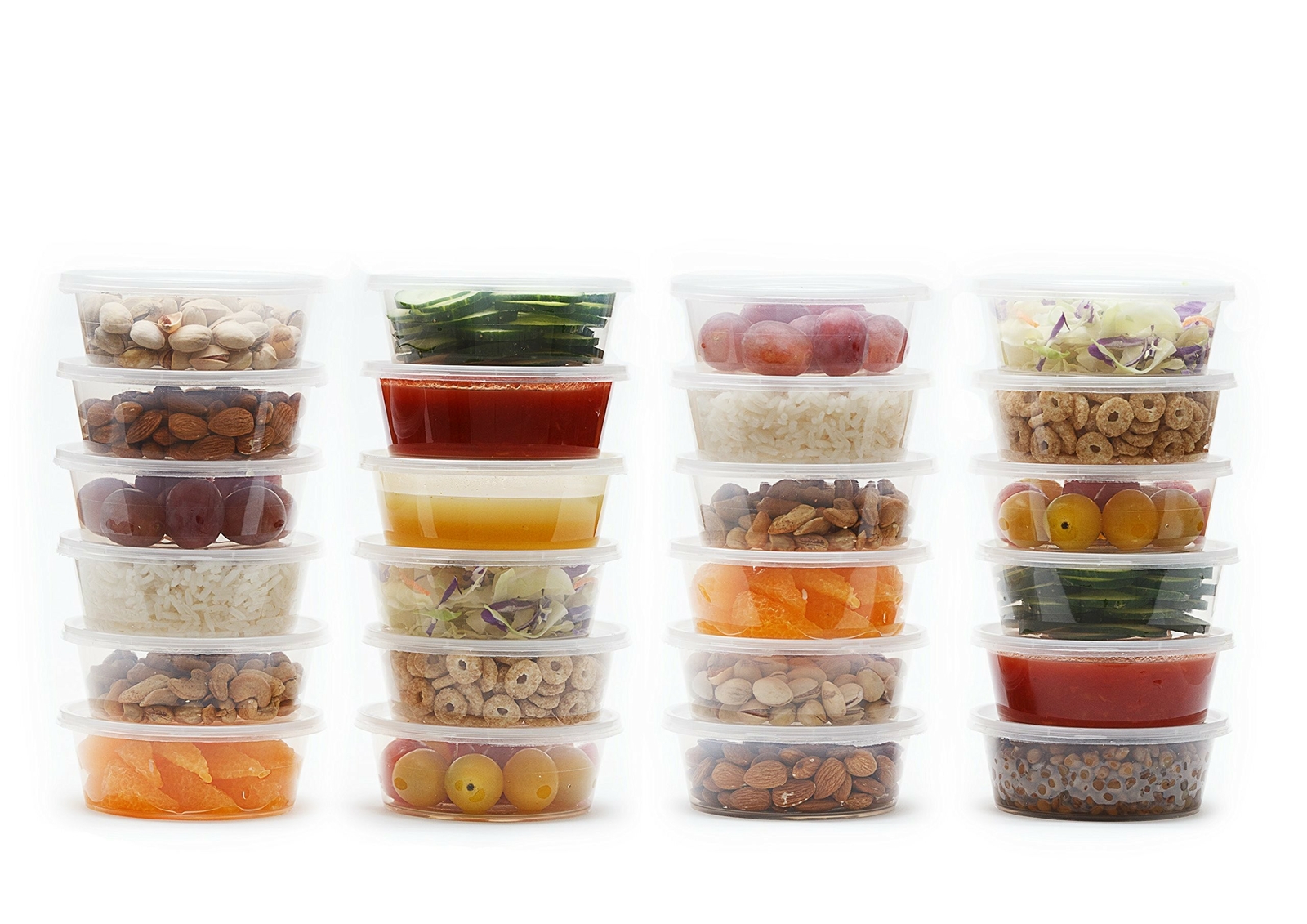 Healthy Packers 8 oz Plastic Food Storage Containers with Lids - (50 pack)