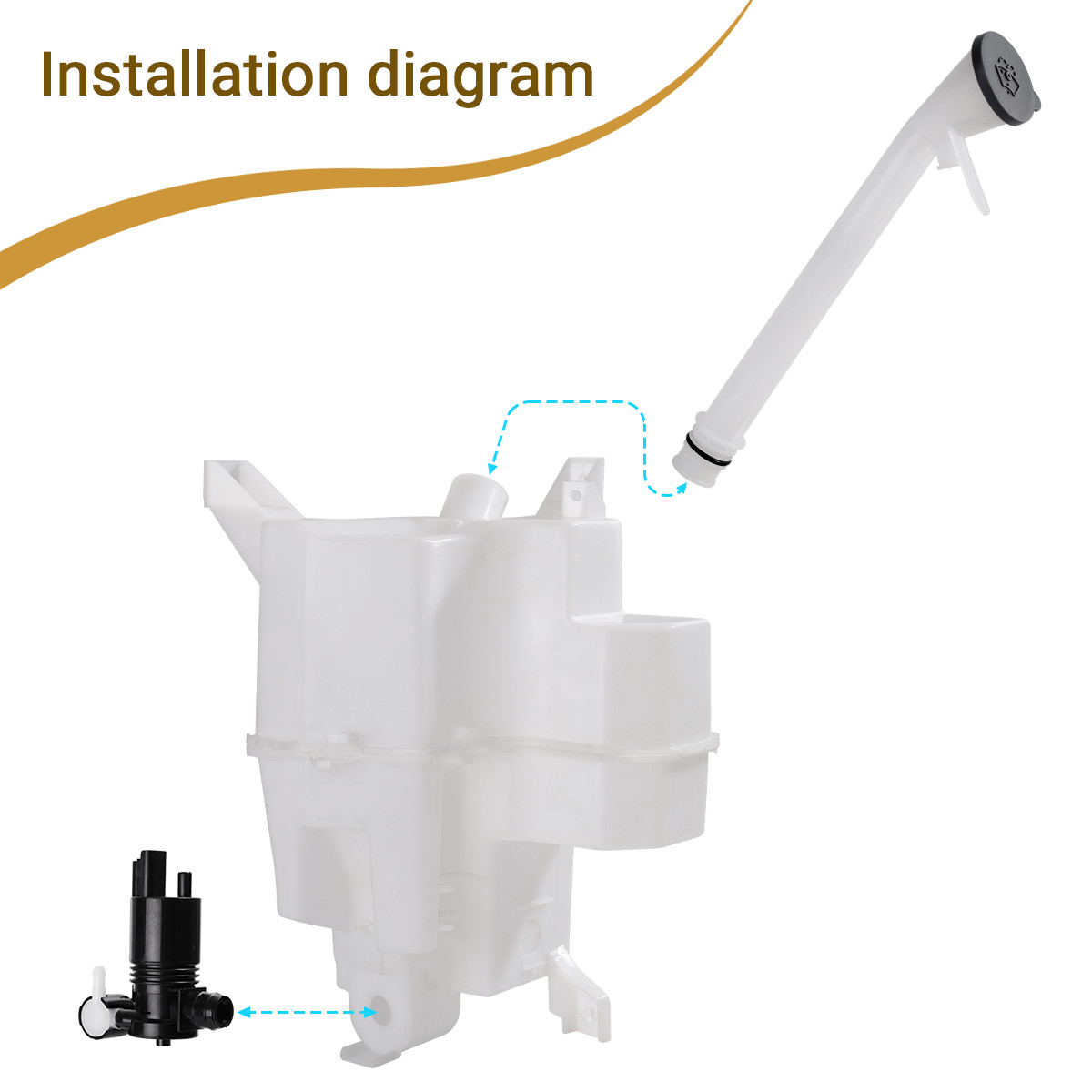 Fits Nissan Rogue 2017 2018 2019 Washer Reservoir Windshield Tank W/ Pump US