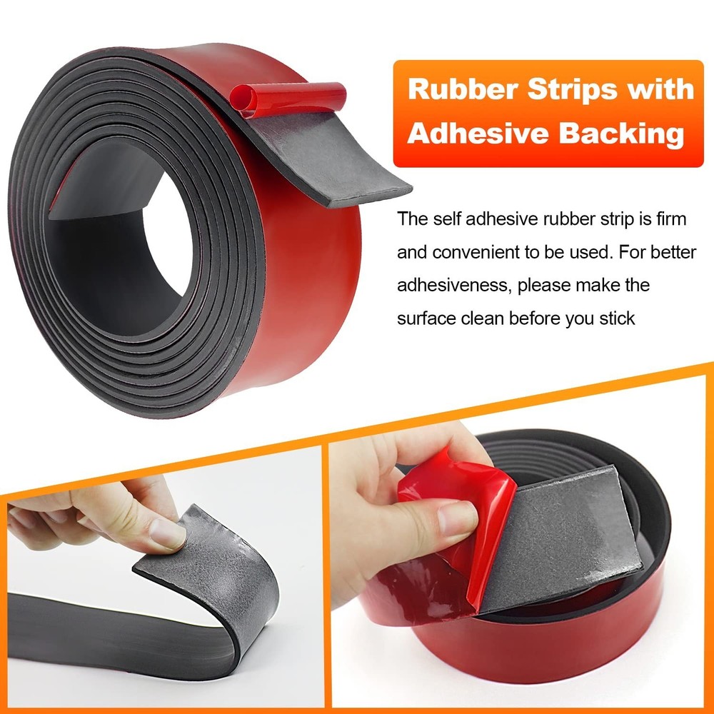 Adhesive Rubber Strips Neoprene Rubber Sheet, Solid Sheets Rolls for Pads, Cr...