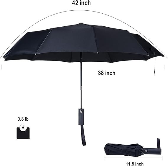 Travel Essentials Umbrella Windproof Compact Collapsible Light, Automatic, Stron