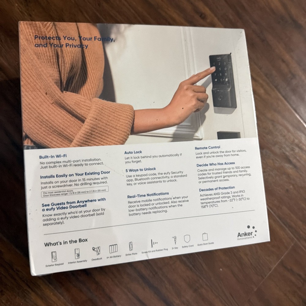 Eufy C210 Keyless Wi-Fi Bluetooth Smart Lock Black Touch Screen Deadbolt