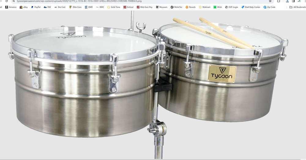 Tycoon Percussion 15" & 16" Timbales Drum Set Deep-Shell Brushed Chrome