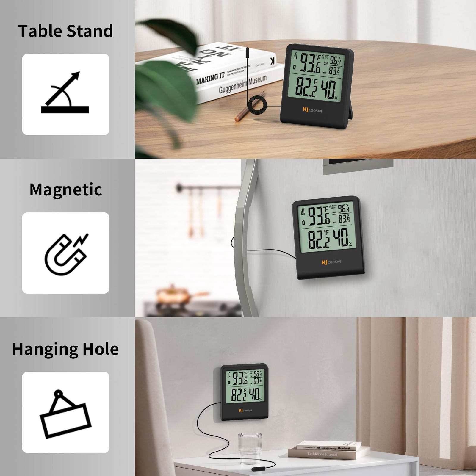 Digital Indoor Outdoor Thermometer Wired, Indoor Outdoor Temperature Monitor ...