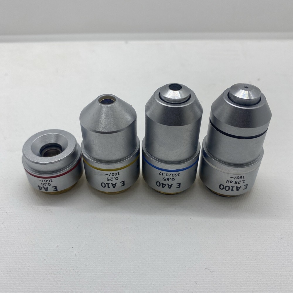 Olympus Microscope Objective Set - E A4, E A10, E A40, E A100 oil