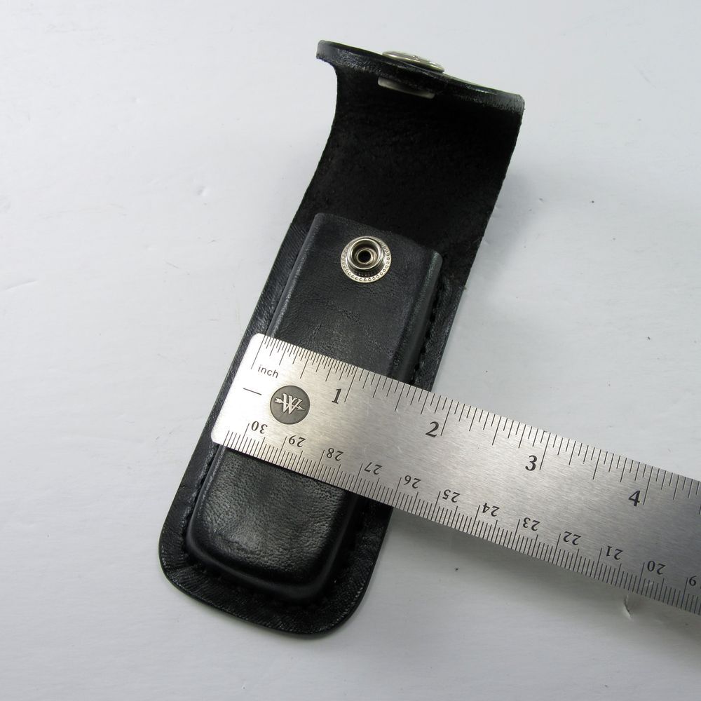 NEW Pocket Knife Sheath Black Genuine Leather Belt Case For 5" Folding Knife