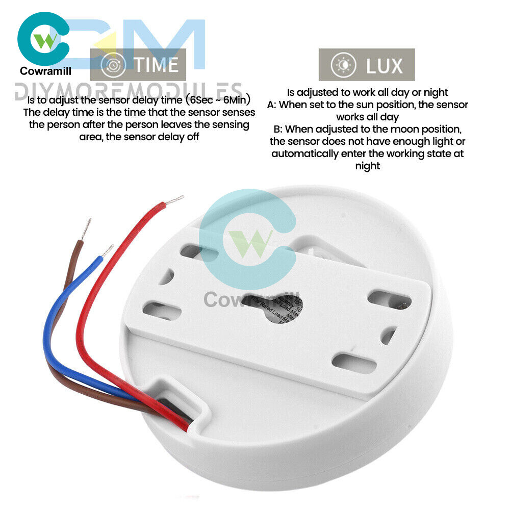 AC85-265V Infrared PIR Motion Induction Sensor 360° Detection For Ceiling Light