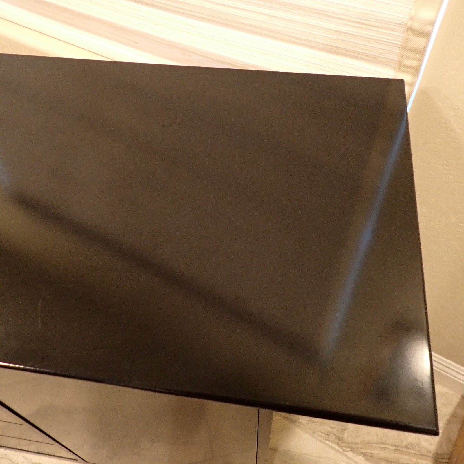 Modern Designer Black Lacquer Sideboard Credenza 58” 2 Door 6 Drawer Storage