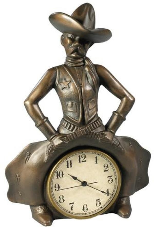 Classic Bowlegged Cowboy Sheriff Resin Clock