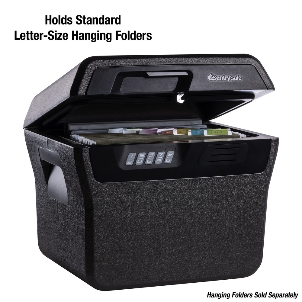 Gray Waterproof and Fireproof Safe, Lock with Keypad for Documents and Hangin...