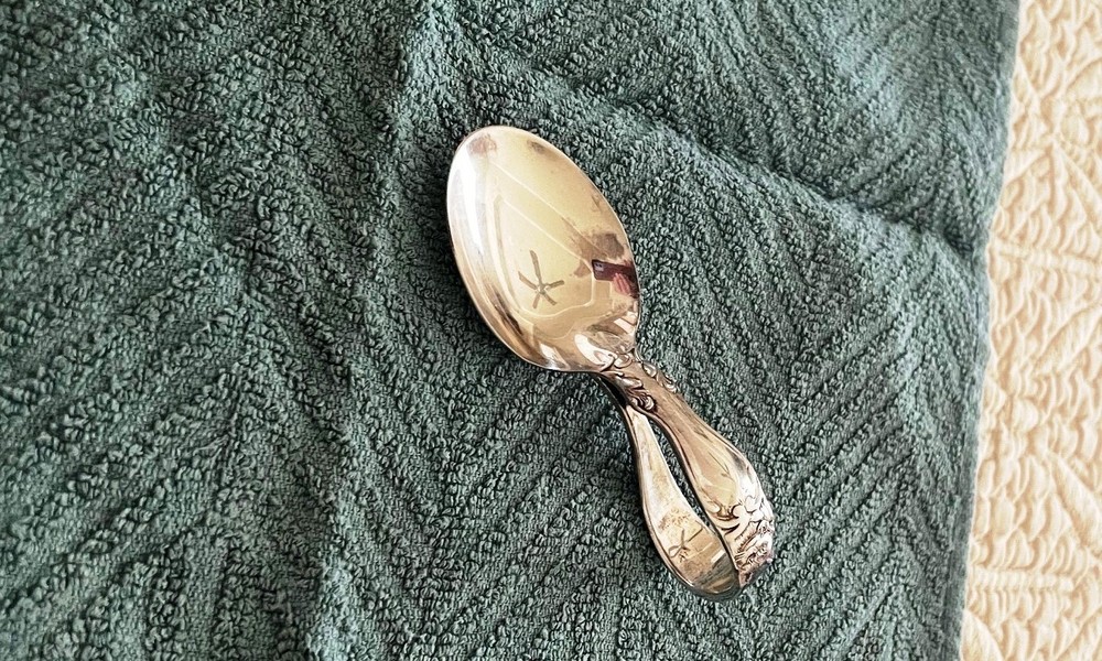 Reed and Barton Curved Baby Children's Spoon Cat Handle Silver Plated