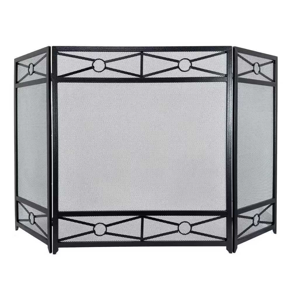 Sheffield 3-Panel Fireplace Screen in Vintage Iron