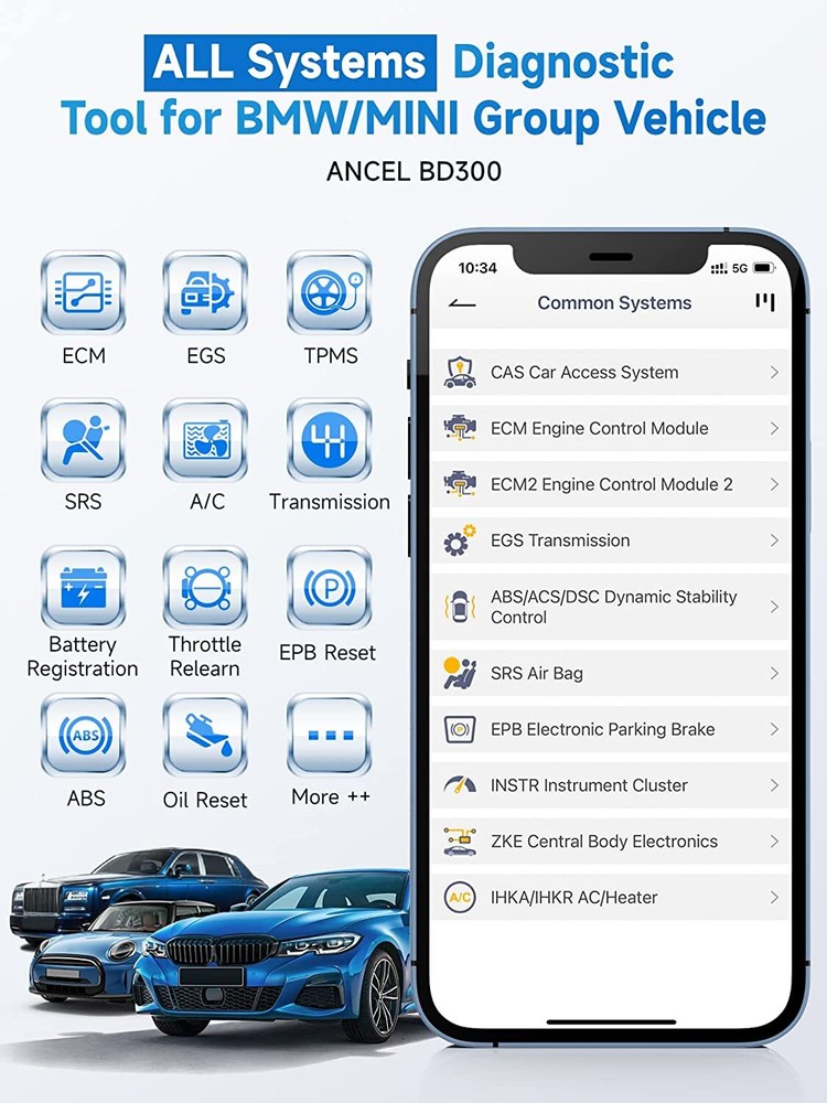 ANCEL BD300 For BMW Bluetooth All System OBD2 Scanner Car Diagnostic Scan Tool