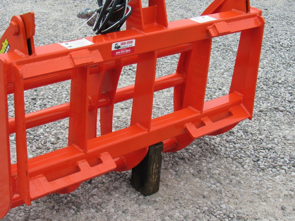48" Compact Tractor Root Rake Clam Grapple Attachment Skid Steer Quick Attach