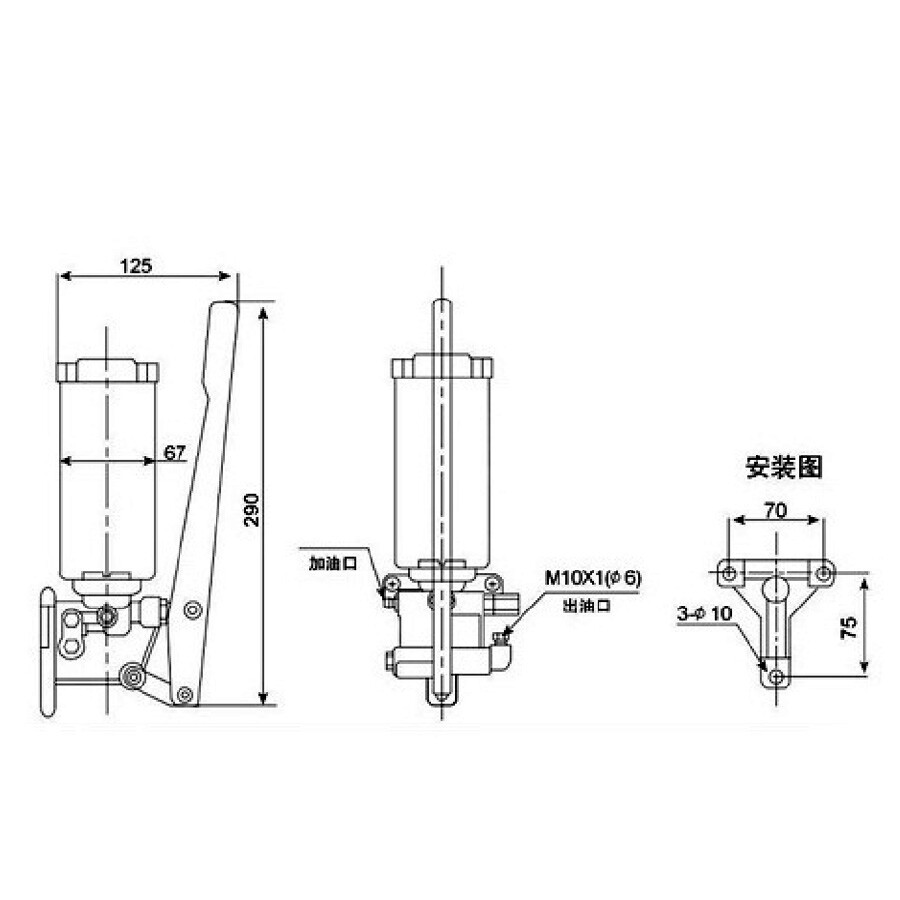 1PC Manual Grease Pump Unit LSG-08 Machine Mount Hand Punch oiler Tool 800CC