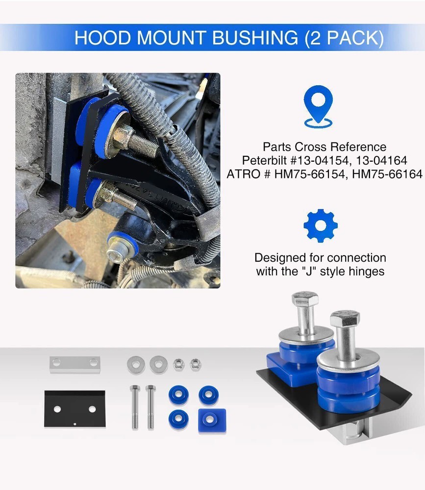 Engine Hood Hinge Pivot Bushing Kit Mounting Bolt Full Set For Peterbilt 378 379