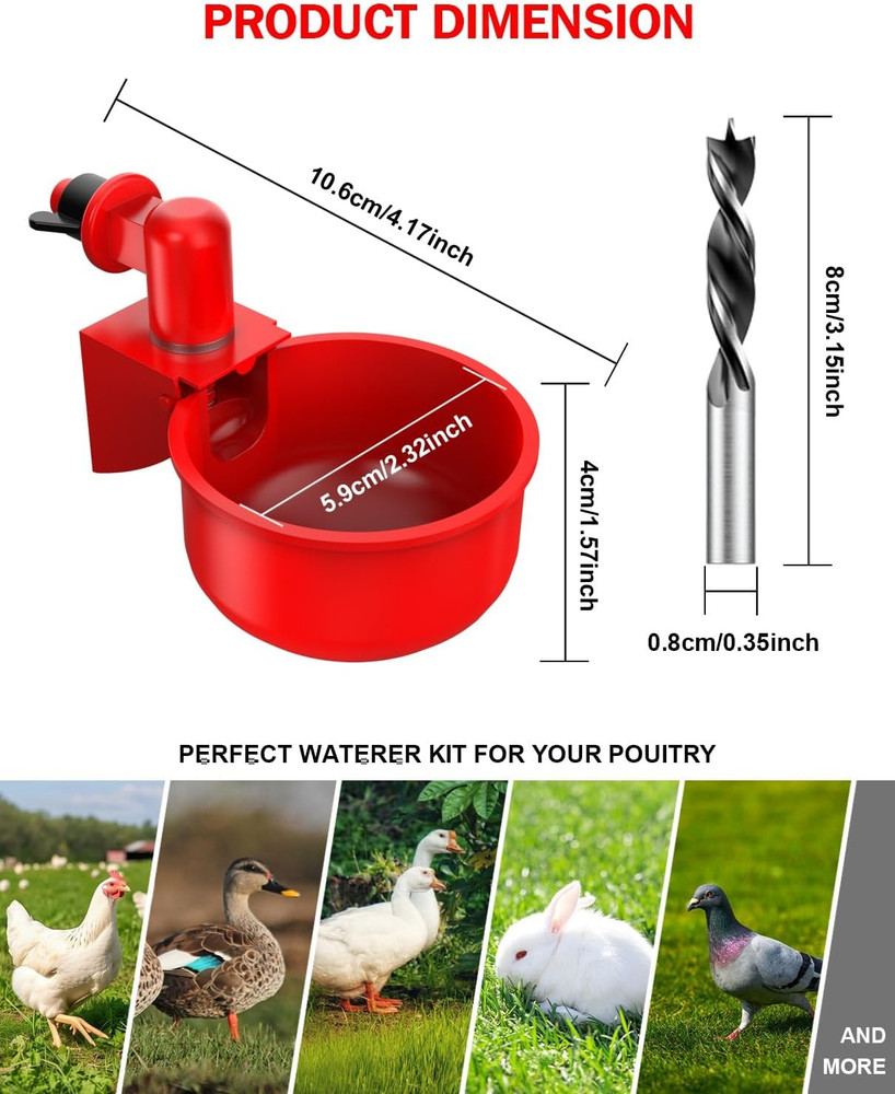 Professional Chicken Waterer Cups 30 Packs Large Automatic Poultry Water Feeder