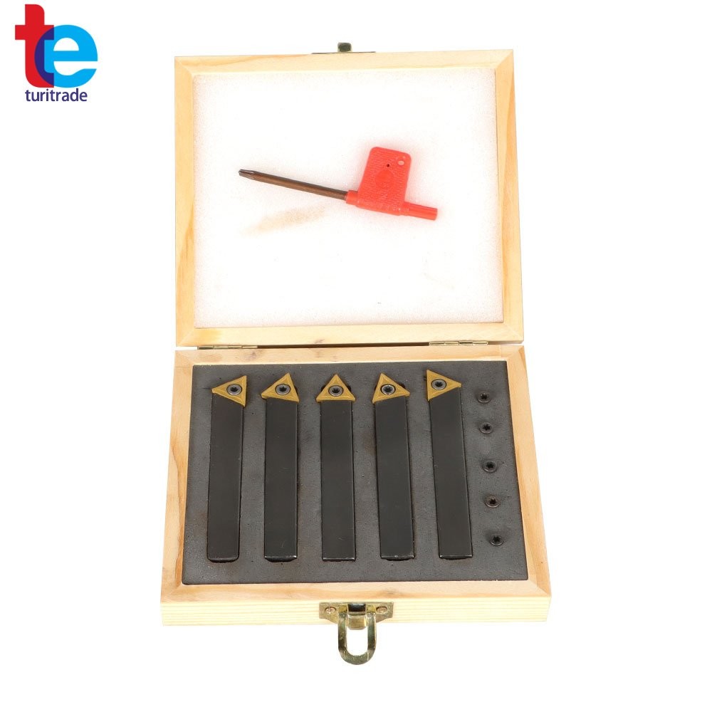 5Pcs 1/2" Carbide Indexable Turning Tool Lathe Tool Bit With Carbide Inserts