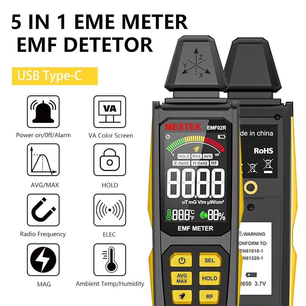 Five-in-one Electromagnetic Radiation Detector, Magnetic Field Strength Meter