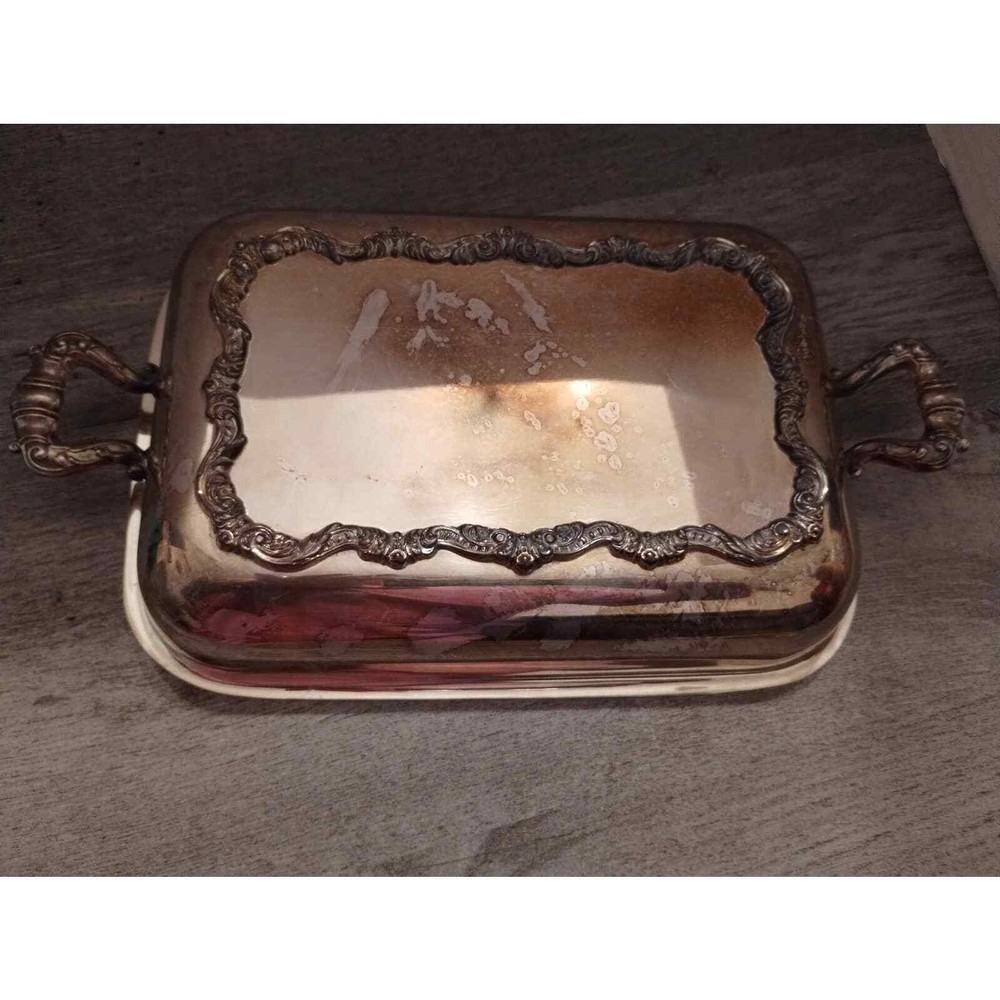 Poole OLD ENGLISH EPC #5020 Rectangular Chafing Dish Lid Burner & Stand 5 pc set