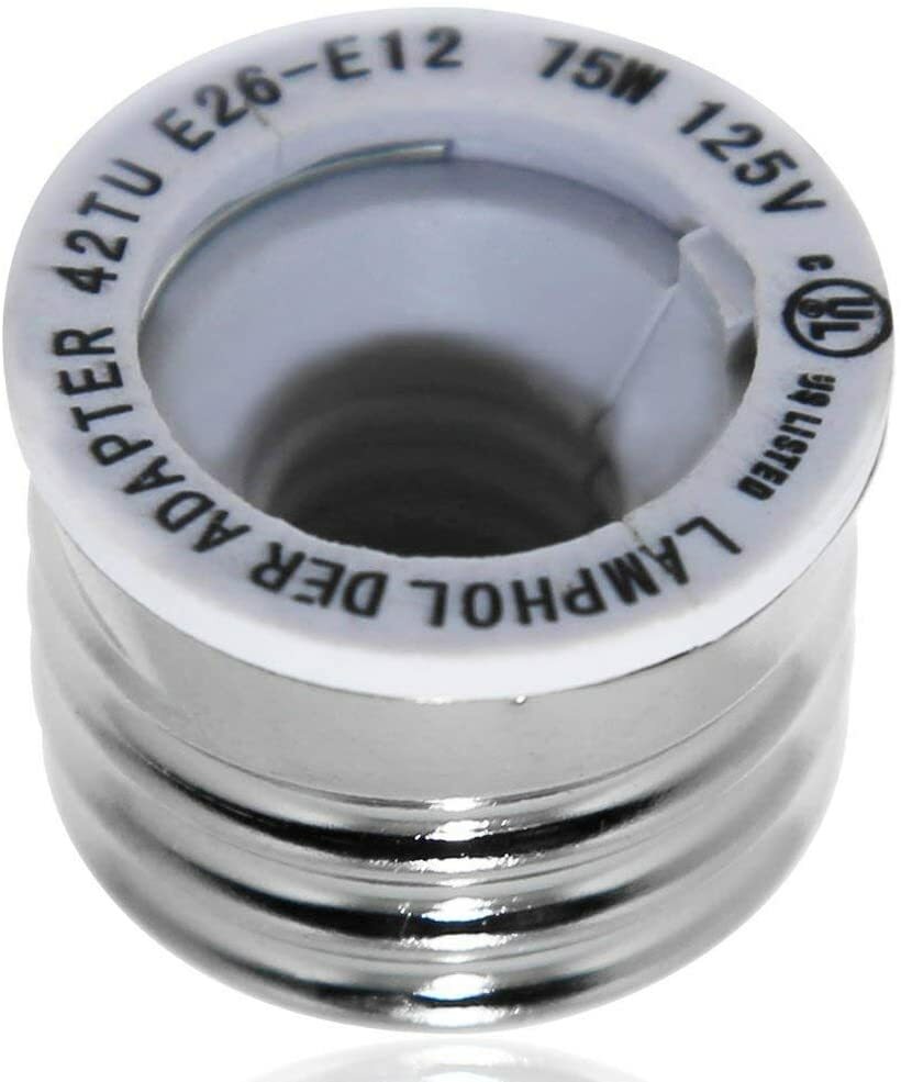 20-Pack E26/E27 to E12 Adapter, Standard Screw Base to Candelabra Base Socket