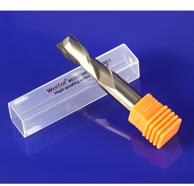 Weitol 8mm two-flute spiral upcut router bit.