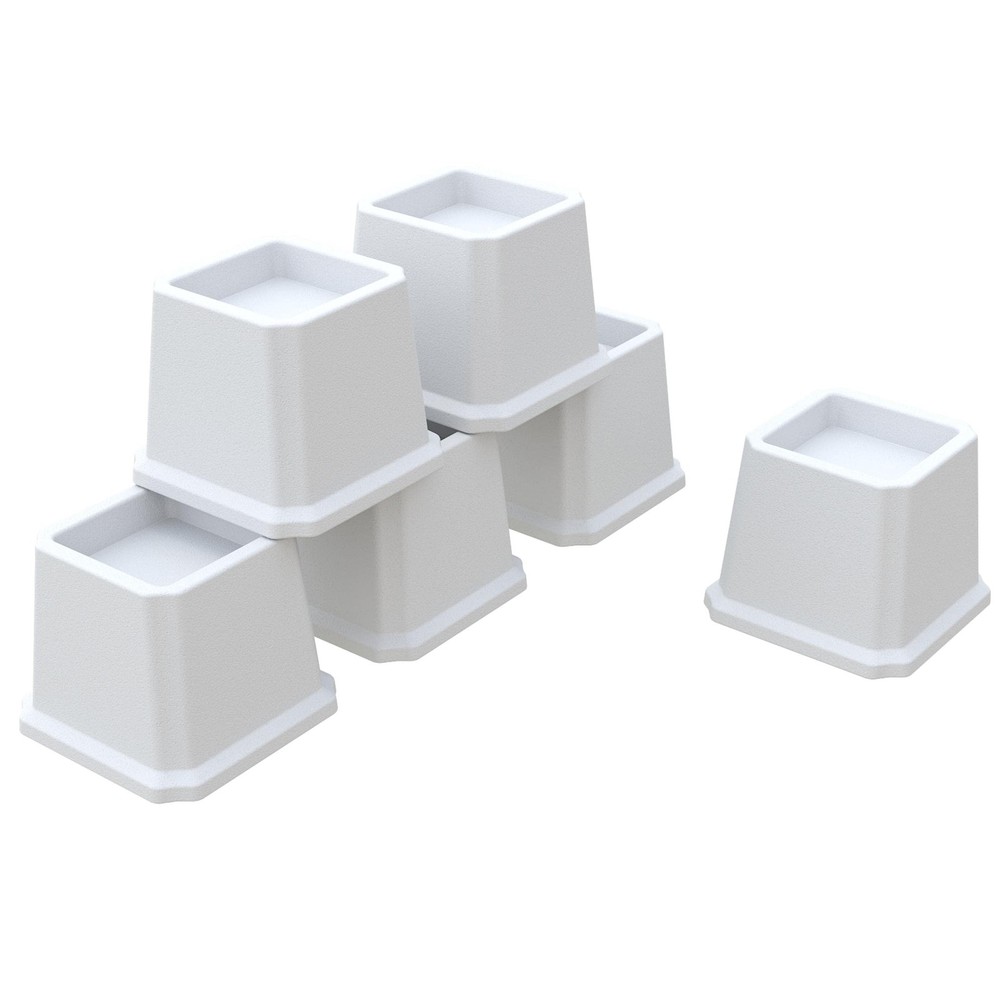 6 PCS 3 Inch White Bed Risers Heavy Duty Elevator Sofa Table Lifts 3000 Lbs