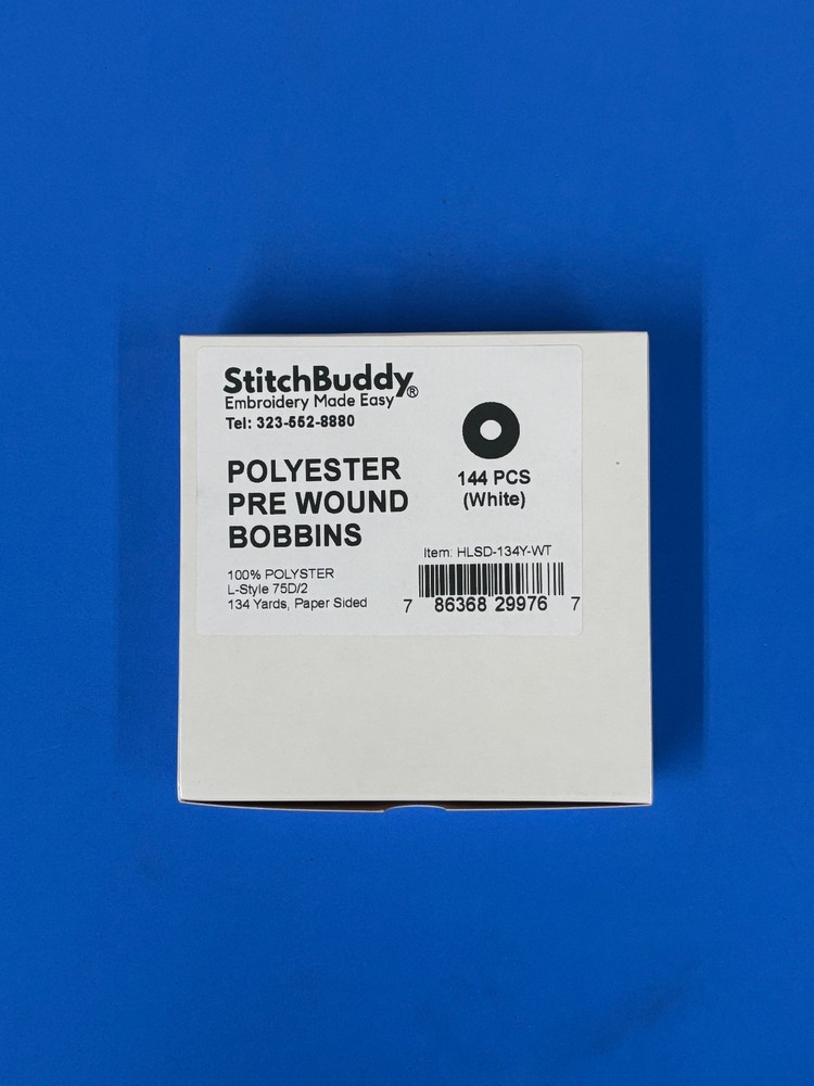 Embroidery Sided Bobbin Thread, Prewound, 144pcs, 145 yds, Size L