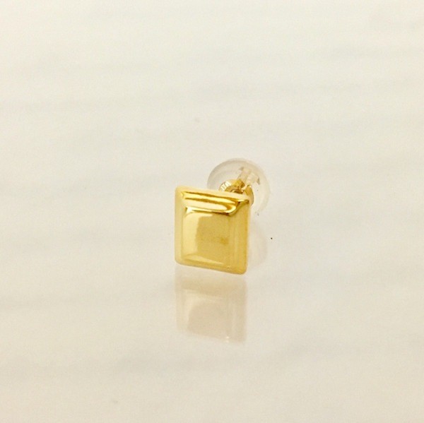 Quiet Room Square Stud Earring, 18K Gold-Plated Silver (Single)