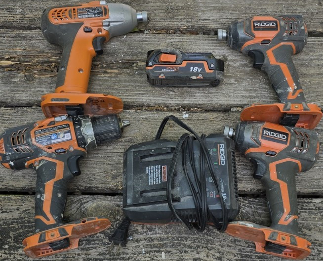 RIDGID 18V Drill/Driver & Impact Driver Set, 3 Tools, Li-Ion, Orange