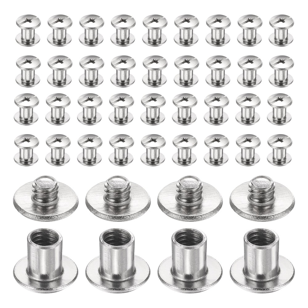 40set Phillips Chicago Screw M4x6mm Binding Post Screw, Silver