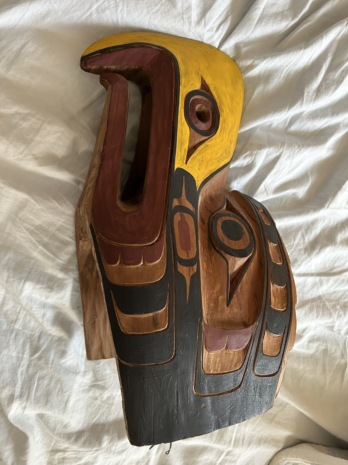 Northwest Coast Vtg Indian First Nation Cedar Headdress Mask Eagle Hand Carved