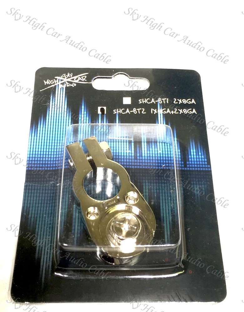 PAIR Battery Terminals Ring Terminal Connection 2 8 ga Output Set Screw SAE Post