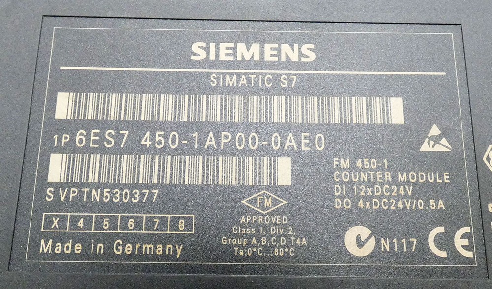 Siemens Simatic S7 6ES7450-1AP00-0AE0 Version:03 Counter Module + Plug -used-
