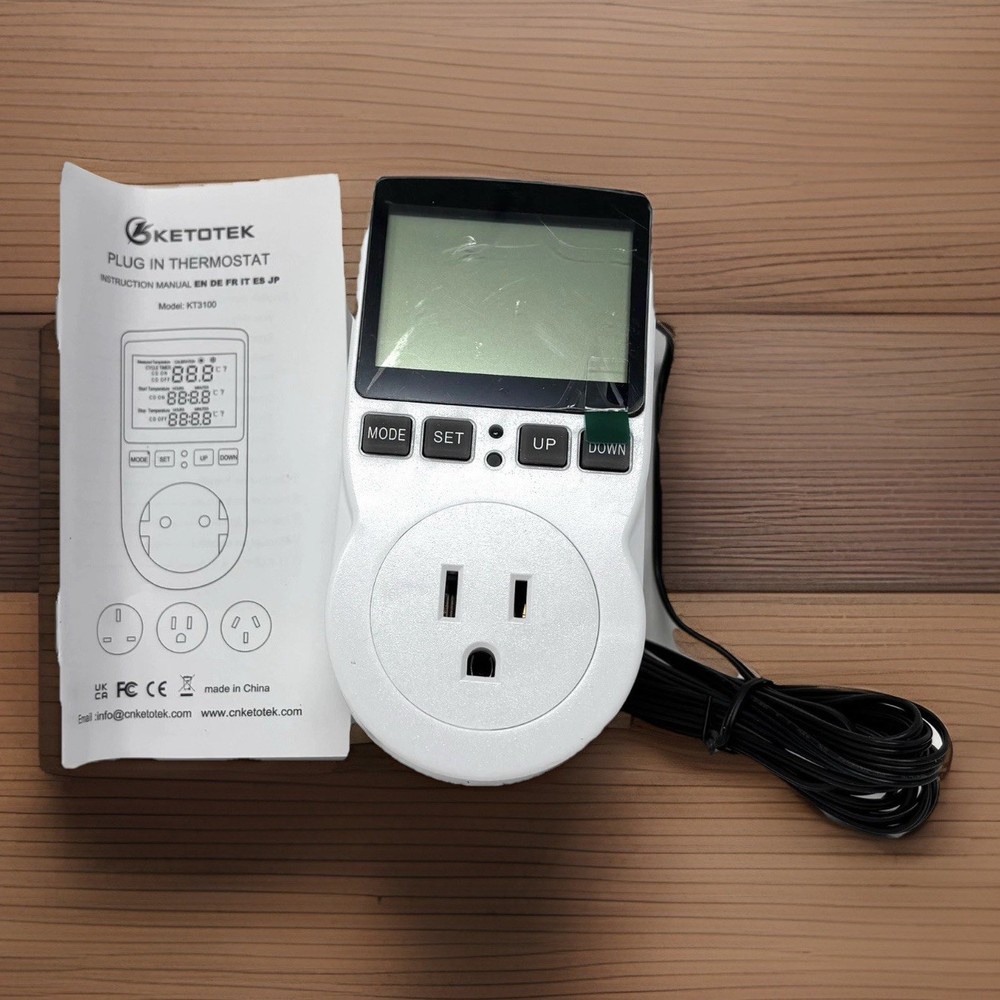 Digital Plug In Thermostat Temperature Controller KT3100 for Incubators Reptiles