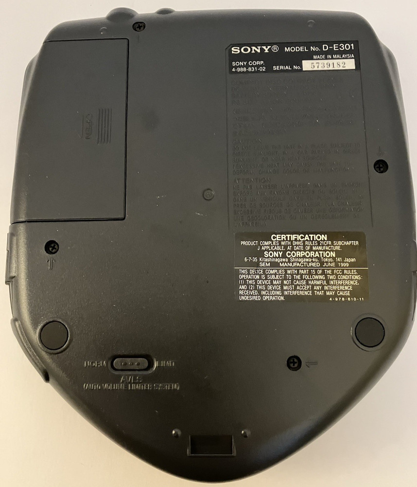 Sony Discman D-E301 ESP Mega Bass Compact Portable CD Player