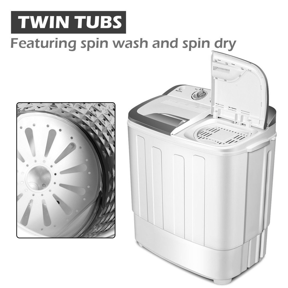 8lbs Compact Mini Twin Tub Washing Machine Washer Spinner