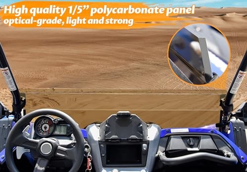 Dark Tinted Front Half Windshield for Yamaha YXZ1000R, Lightly Durable Poly