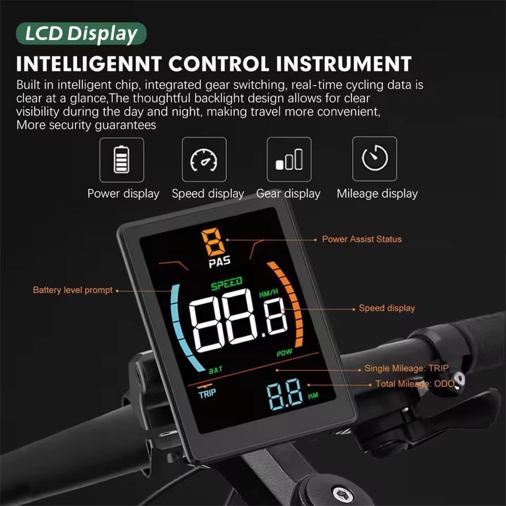 E-Bike LCD Display DZ32 Color Screen 24V-72V Power Speed Control Panel SM Plug