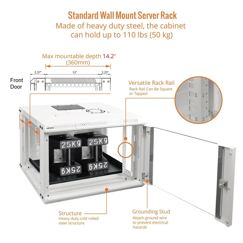 Tecmojo 6U Wall Mount Rack Network Cabinet for 19" IT Equipment,with Lockable...