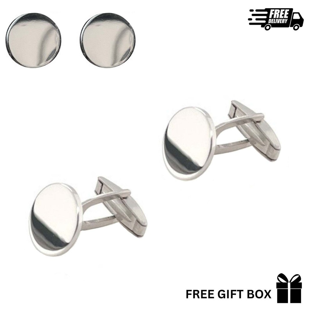 925 Sterling Silver Italy Round Cufflinks